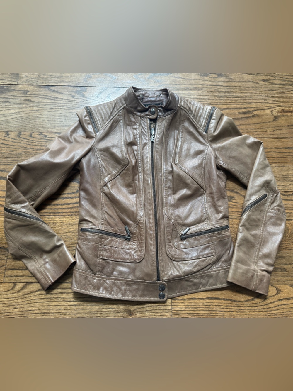 Bernardo Brown Leather Moto Jacket